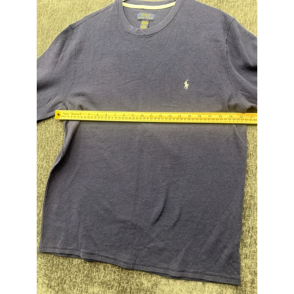 Polo Ralph Lauren Sleepwear Shirt Mens XL Navy Blue Pony Logo Casual Waffle Knit
